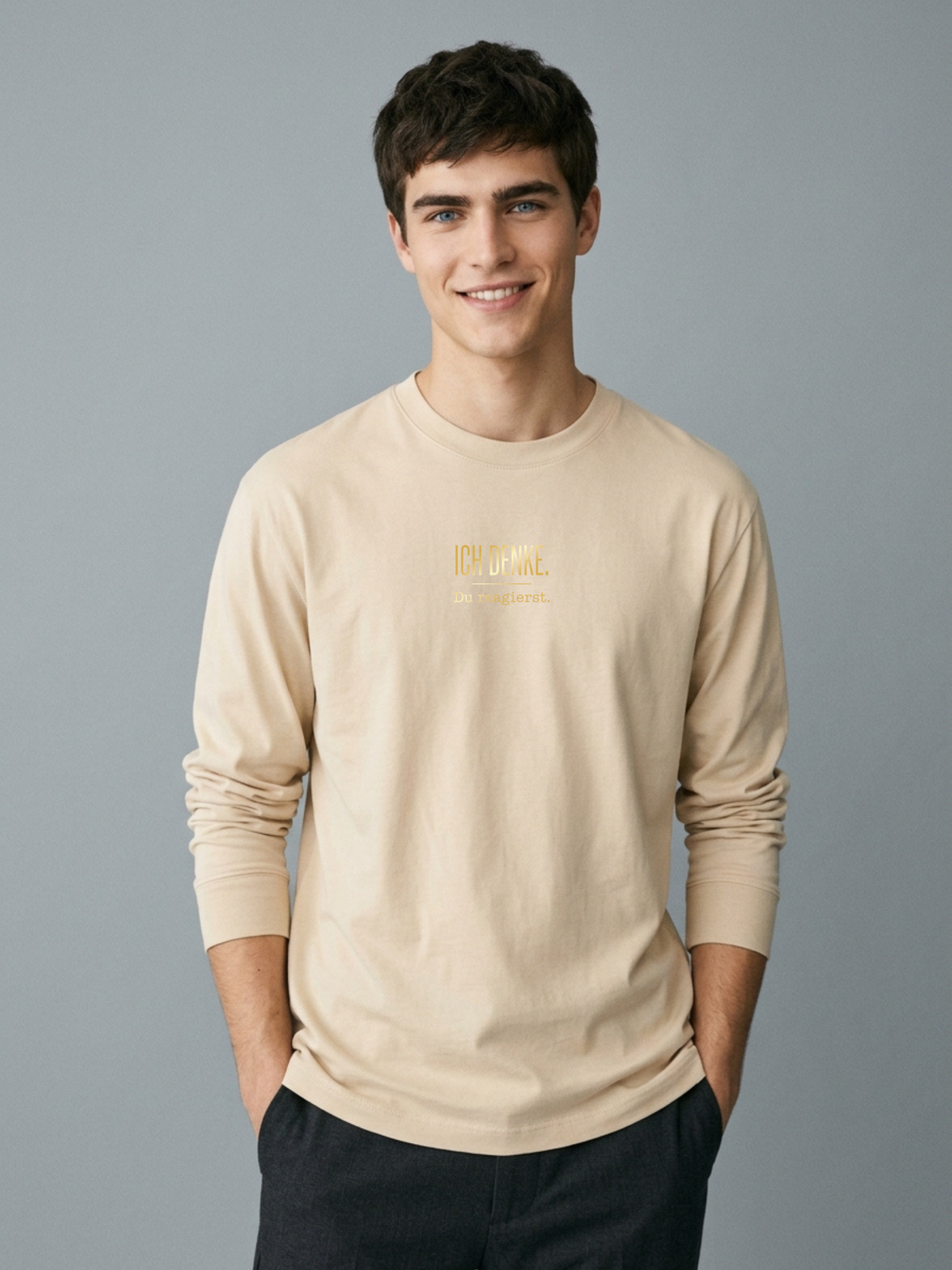 Langarmshirt  Unsisex - ICH DENKE. DU REAGIERST - Premium Statement LangarmShirt