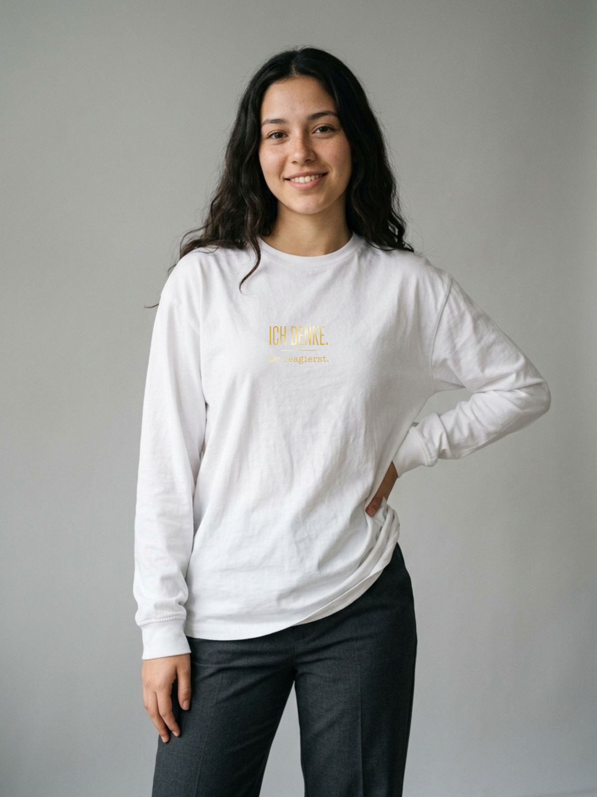 Langarmshirt  Unsisex - ICH DENKE. DU REAGIERST - Premium Statement LangarmShirt