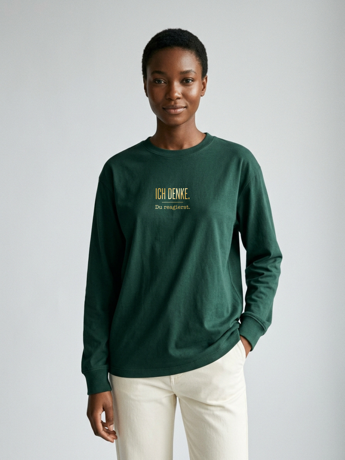 Langarmshirt  Unsisex - ICH DENKE. DU REAGIERST - Premium Statement LangarmShirt