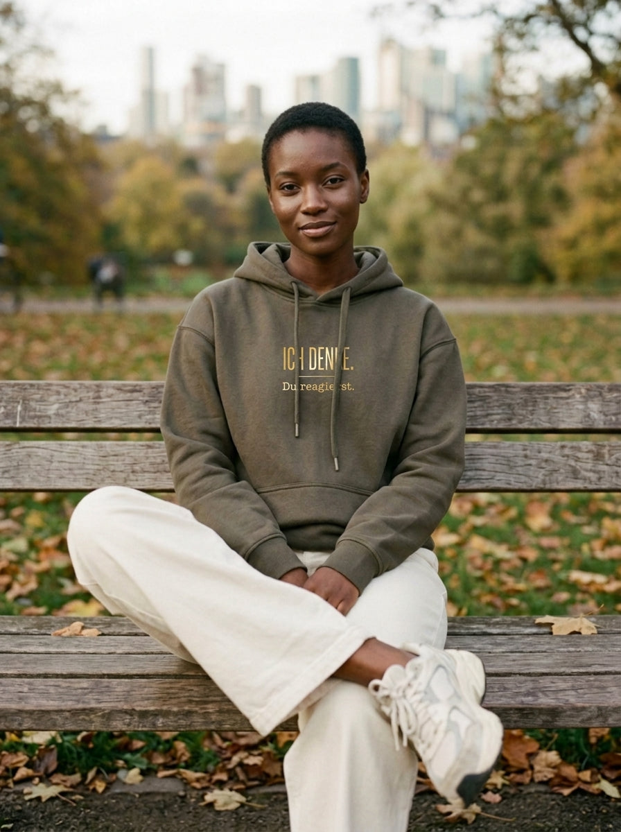 Hoodie Unisex - ICH DENKE. DU REAGIERST - Premium Statement Hoodie