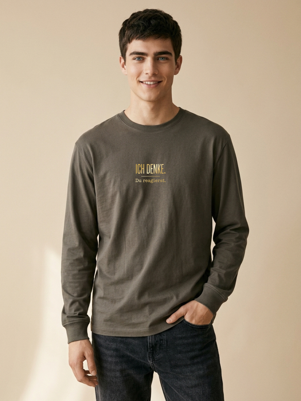 Langarmshirt  Unsisex - ICH DENKE. DU REAGIERST - Premium Statement LangarmShirt