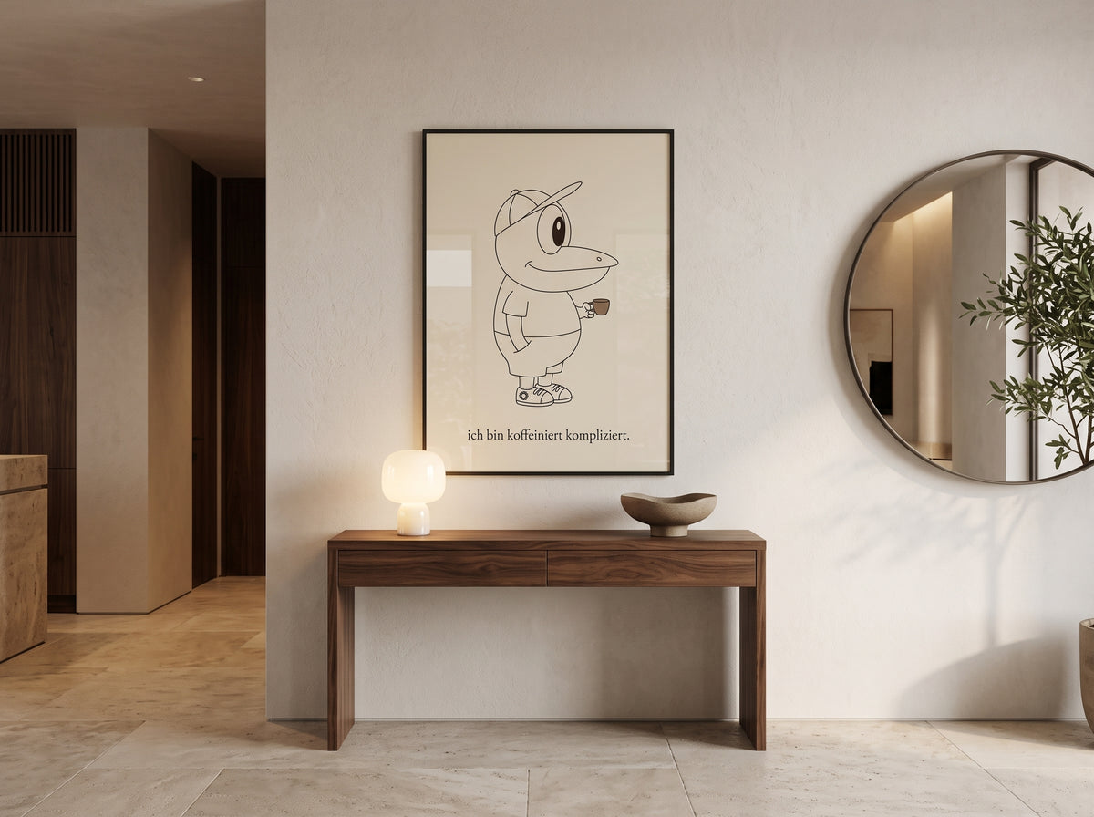 Poster THAT’S ERFI – Ich bin koffeiniert kompliziert | Minimalistische Kaffee-Kunst