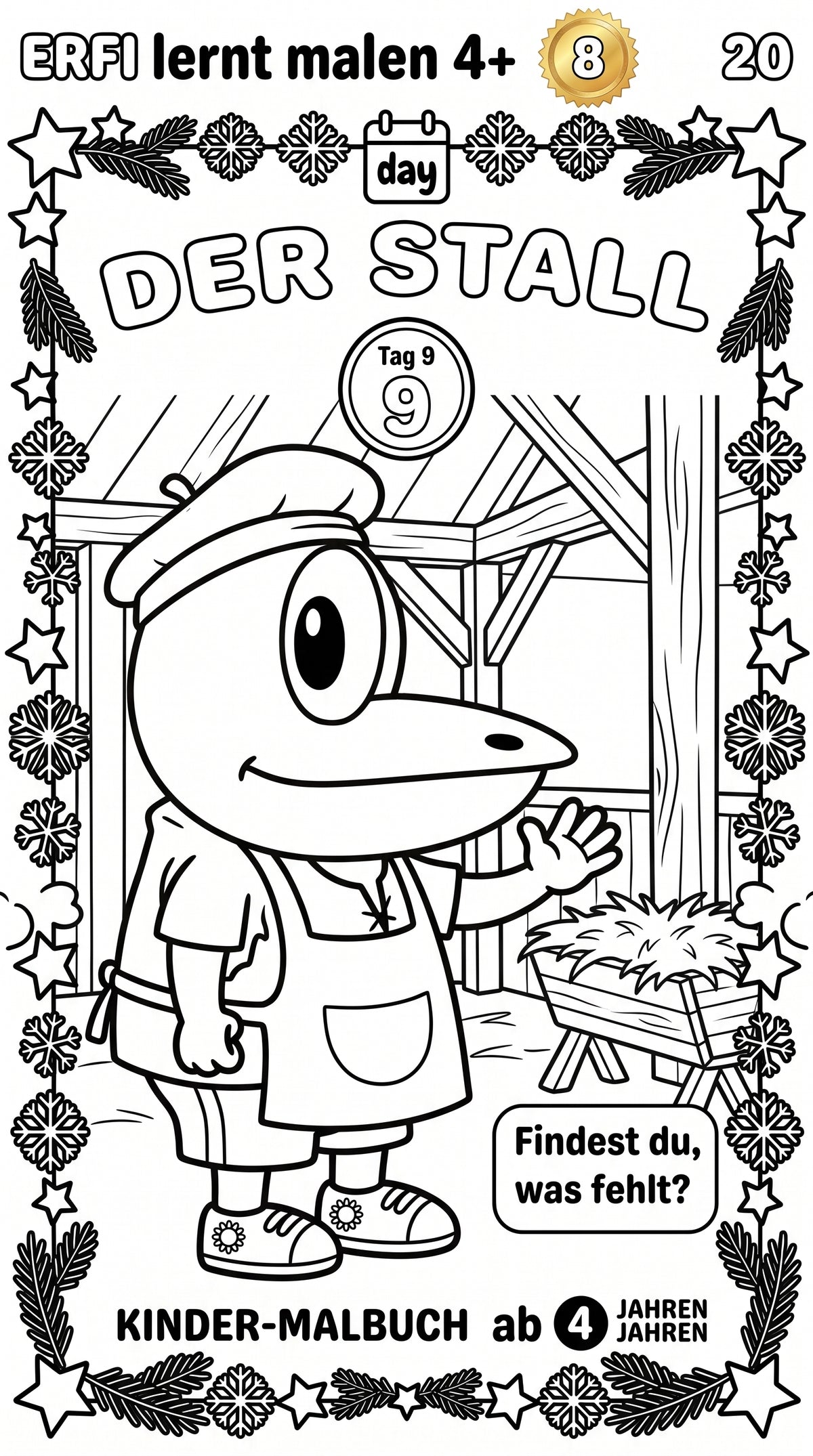 ERFI´s Adventskalender - Malbuch: Die Weihnachtsgeschichte zum Ausmalen mit Vorlesetexten für Kinder ab 4 Jahren