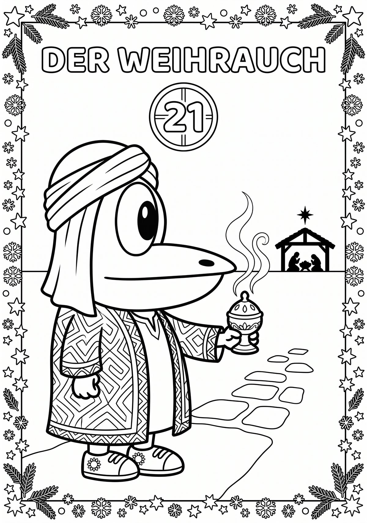 ERFI´s Adventskalender - Malbuch: Die Weihnachtsgeschichte zum Ausmalen mit Vorlesetexten für Kinder ab 4 Jahren