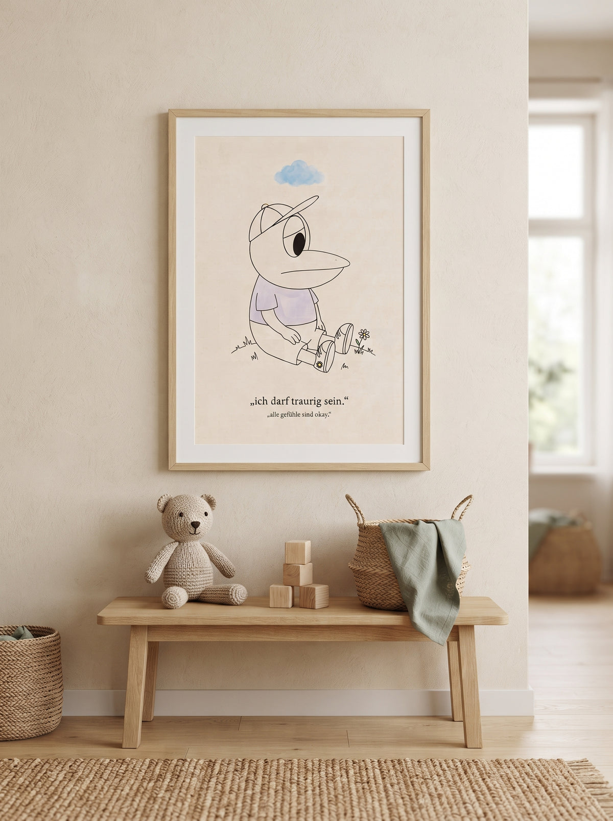 Poster Kinder - ERFI „Ich darf traurig sein“ – Kinderzimmer Wandbild über Gefühle und Mut, matte Kunstdrucke