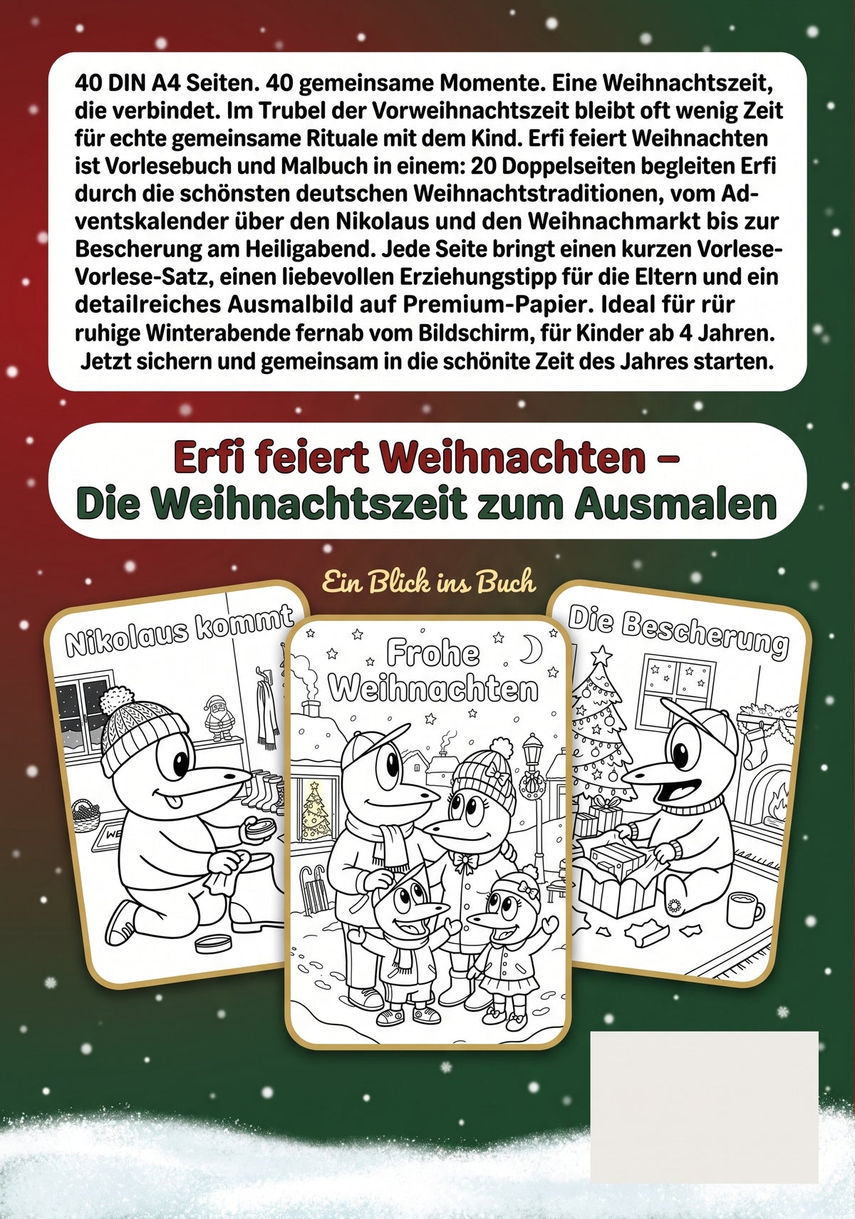 ERFI feiert Weihnachten – Vorlese- und Ausmalbuch für Kinder ab 3 Jahren