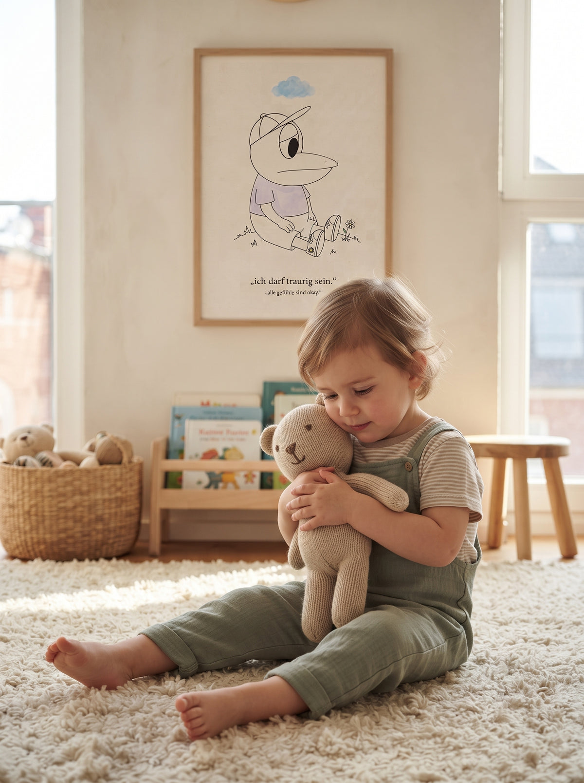 Poster Kinder - ERFI „Ich darf traurig sein“ – Kinderzimmer Wandbild über Gefühle und Mut, matte Kunstdrucke