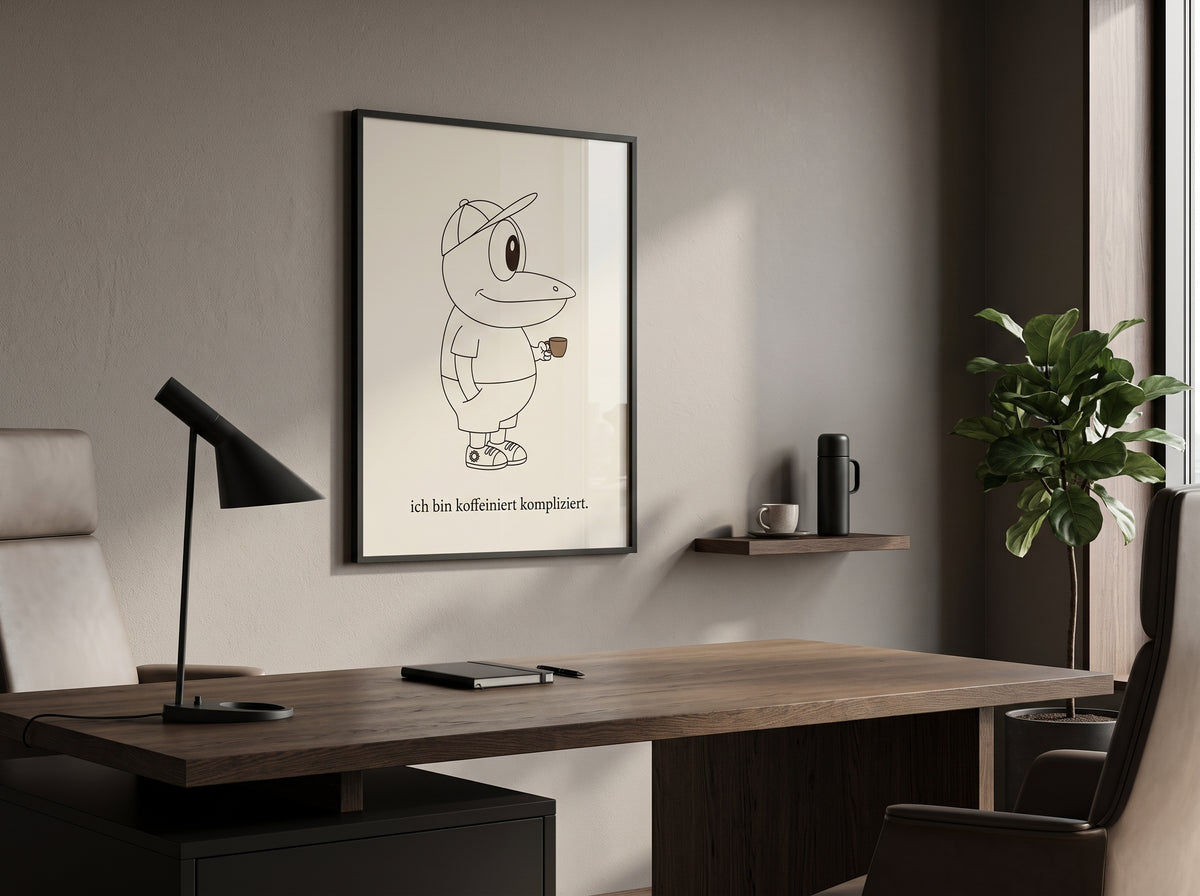 Poster THAT’S ERFI – Ich bin koffeiniert kompliziert | Minimalistische Kaffee-Kunst
