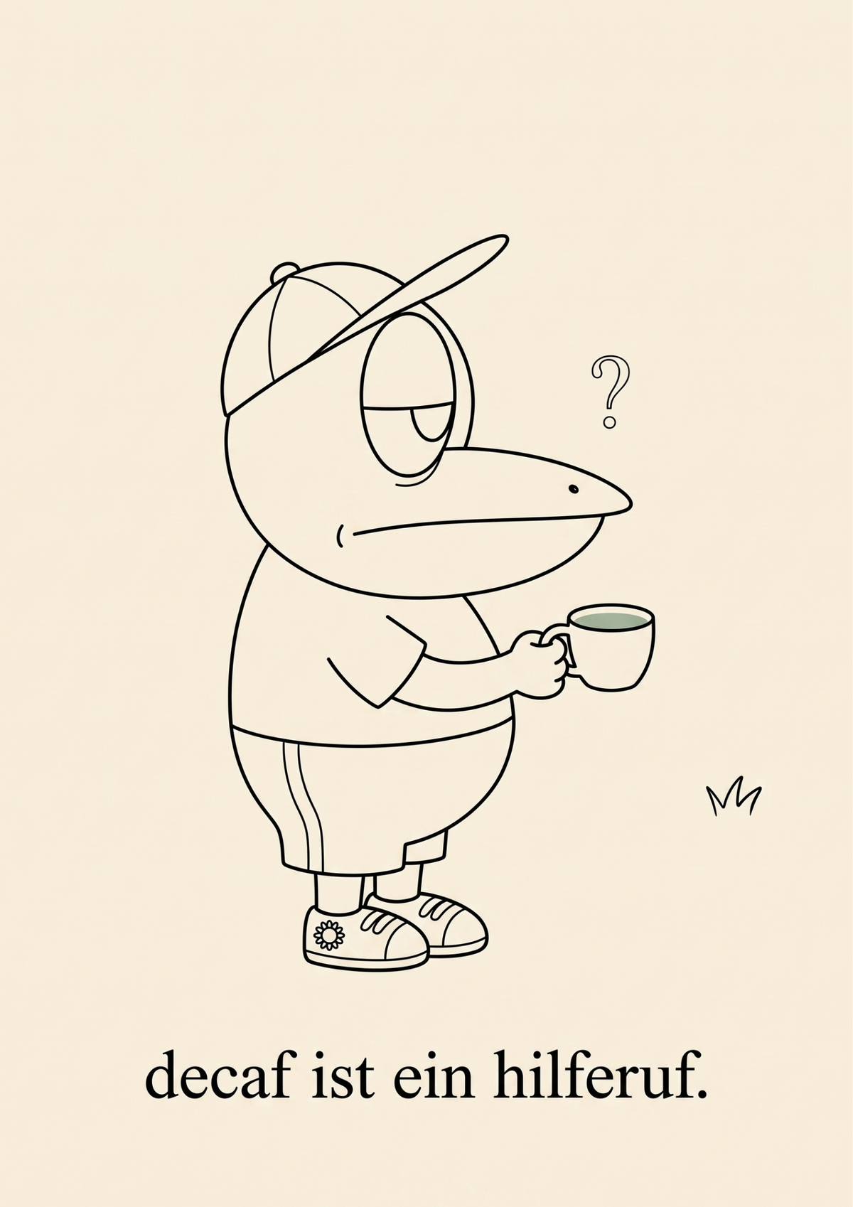 Poster ERFI – Decaf ist ein Hilferuf | Minimalistische Kaffee-Illustration