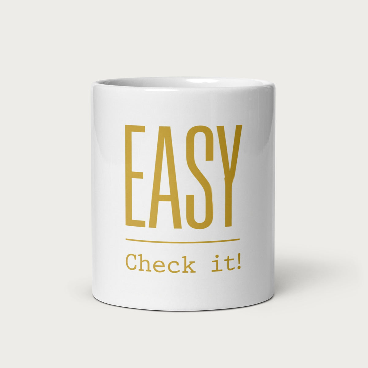 EASY Check it Tasse, Vorderseite mit Logo