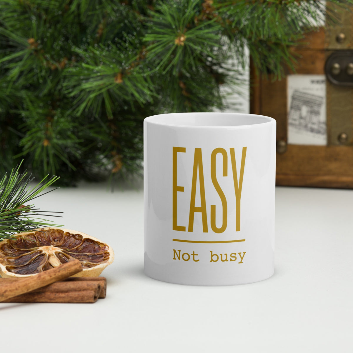 EASY Not busy Tasse, Vorderseite mit Logo